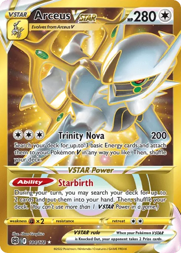 Arceus VSTAR gold secret rare from Brilliant Stars, card 184/172