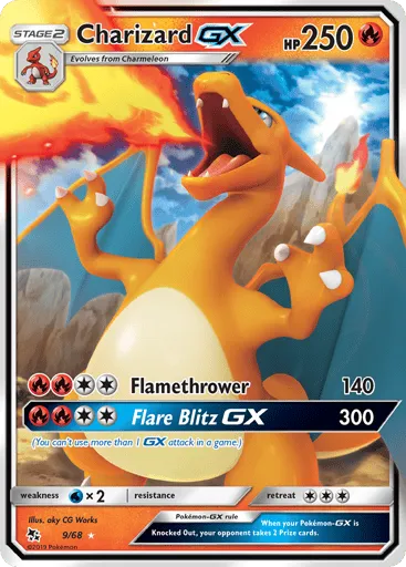Charizard-GX, card 9 of 68, from the Hidden Fates set