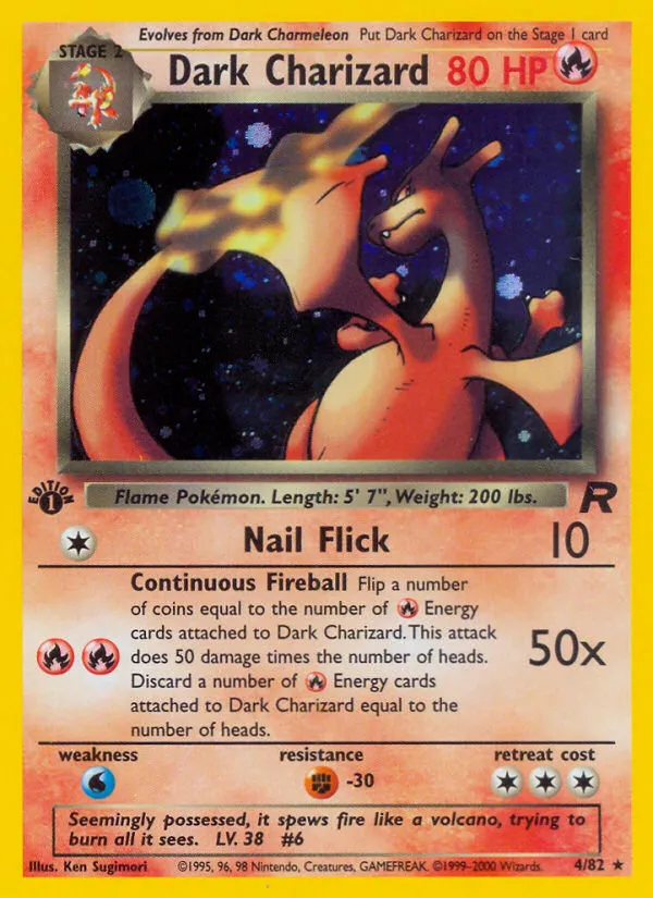 Dark Charizard holo rare card number 4 of 82 from the Pokemon Team Rocket set