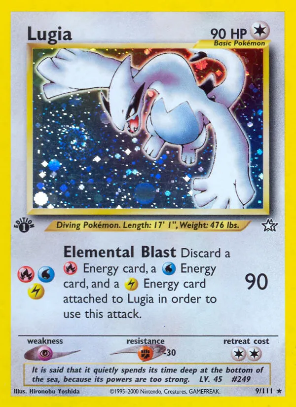 Lugia holo rare card number 9 of 111 from the Pokemon Neo Genesis set